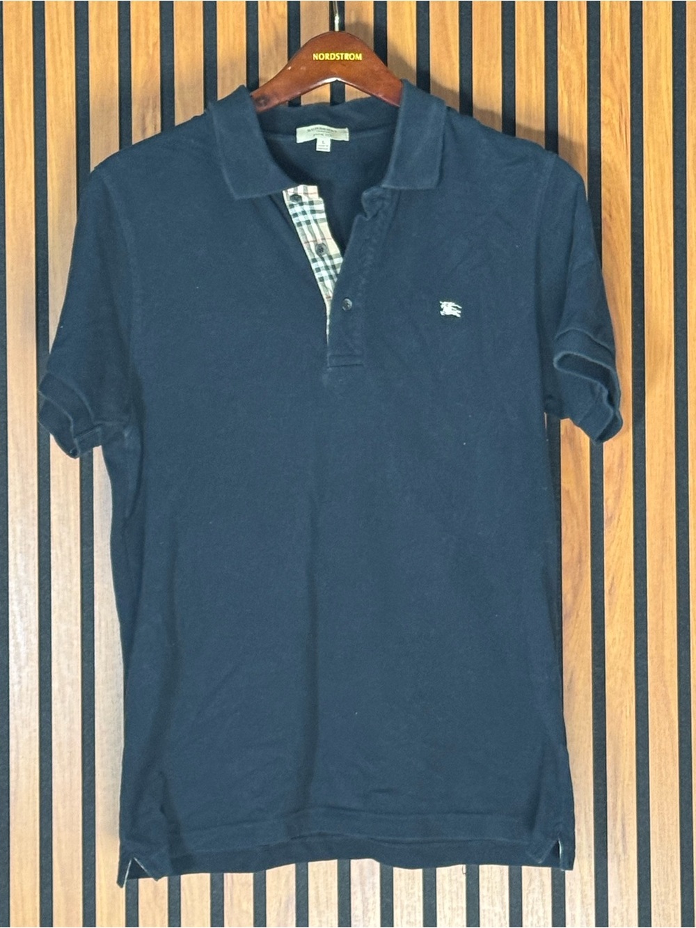 Burberry London Slim Fit Polo Black Nova Check Men's L